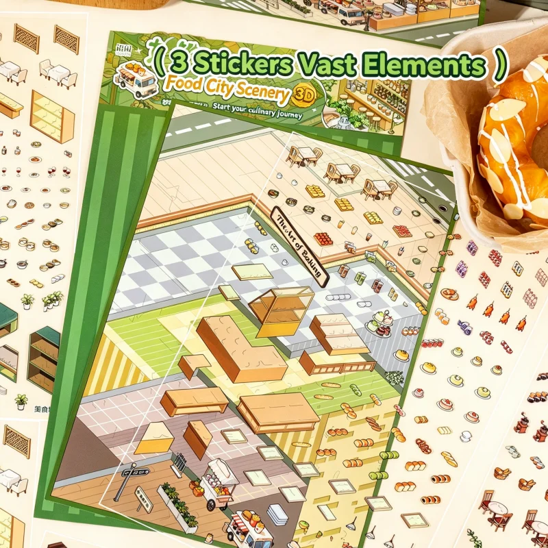 JCAC Fantasy Space 1.0 3D Miniature Scene-Building Stickers, Grocery Stocking, DIY Journal Collage, Stress Relief, Pastime