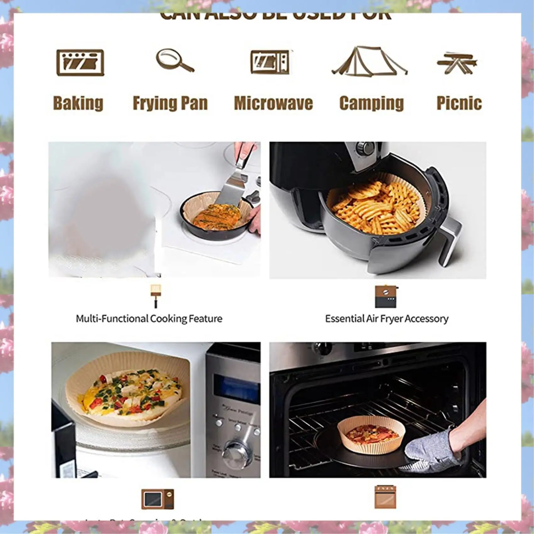 

T83C-200Pcs Air Fryer Parchment Paper Liners Non-Stick Disposable Liners Basket Unperforated Round Parchment Paper(White)