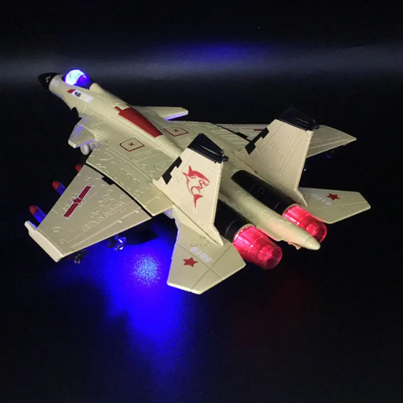 NEW Flying Shark J-15 Alloy Stealth Fighter Aircraft Airplane Model Metal Fighter Battle Plane Model Sound Light Kids Toys Gifts