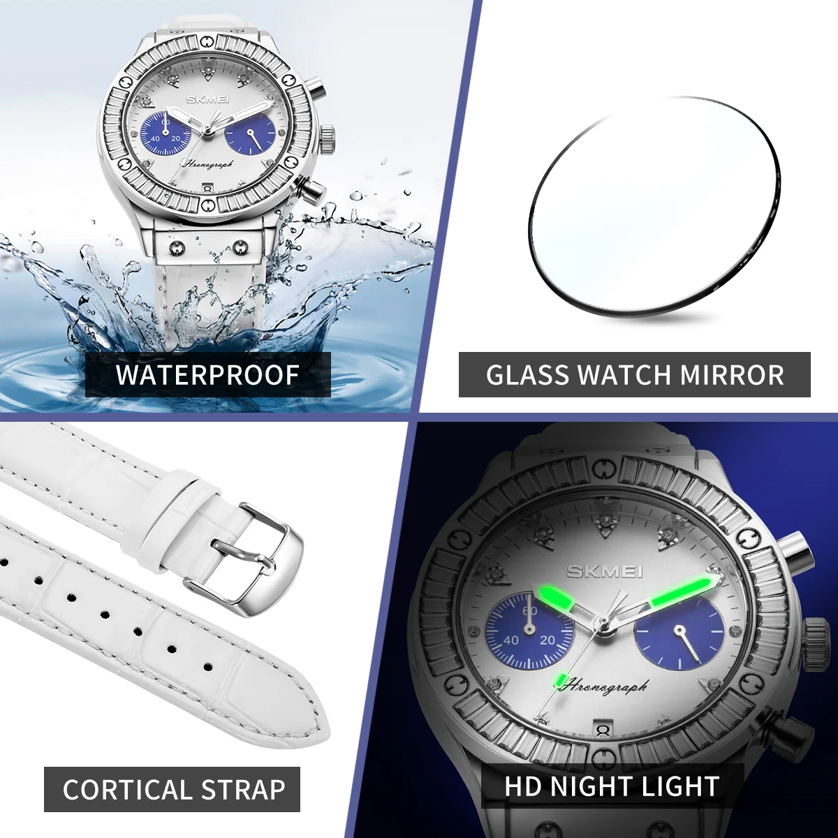 SKMEI كرونوغراف التقويم ساعات المعصم مقاوم للماء العلامات التجارية الفاخرة ساعة يد تعمل بالحركة الكوارتز للرجال والنساء Reloj Hombre