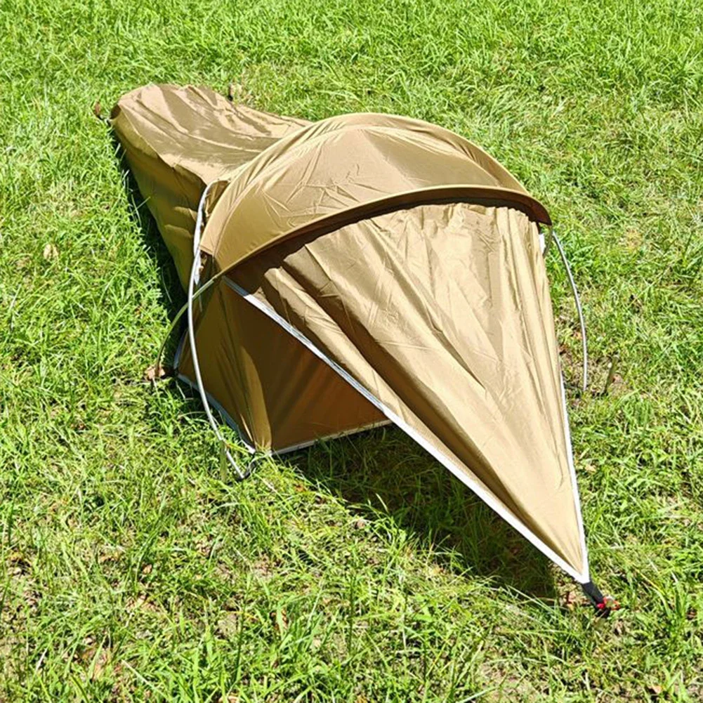 

Hiking Tent Single Person Tent 210D Oxford Cloth Bottom Breathable Camping Gear Bushcraft 34cm L X 11cm D Camping