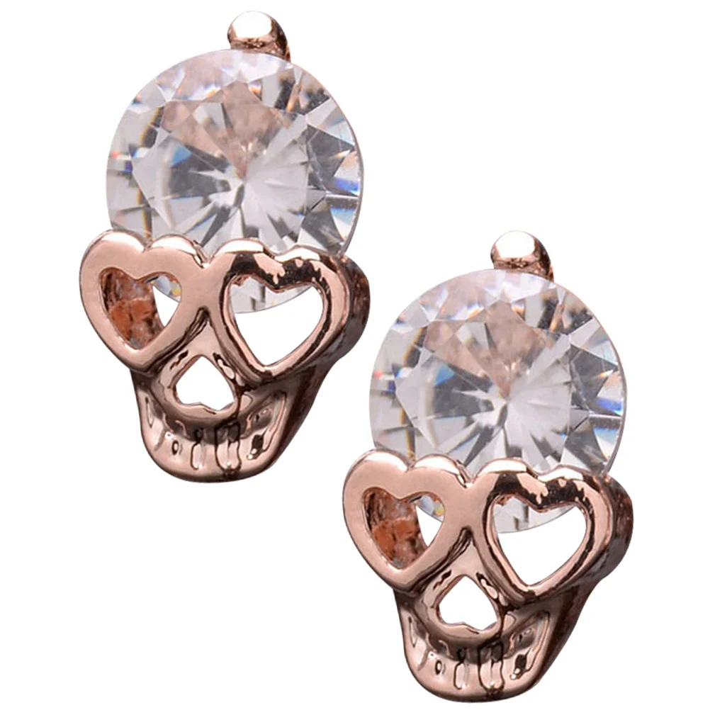 1 زوج حجر الراين الجمجمة أقراط للنساء هالوين القوطية مجوهرات كول بيان أقراط العصرية حفلة هدية التبعي