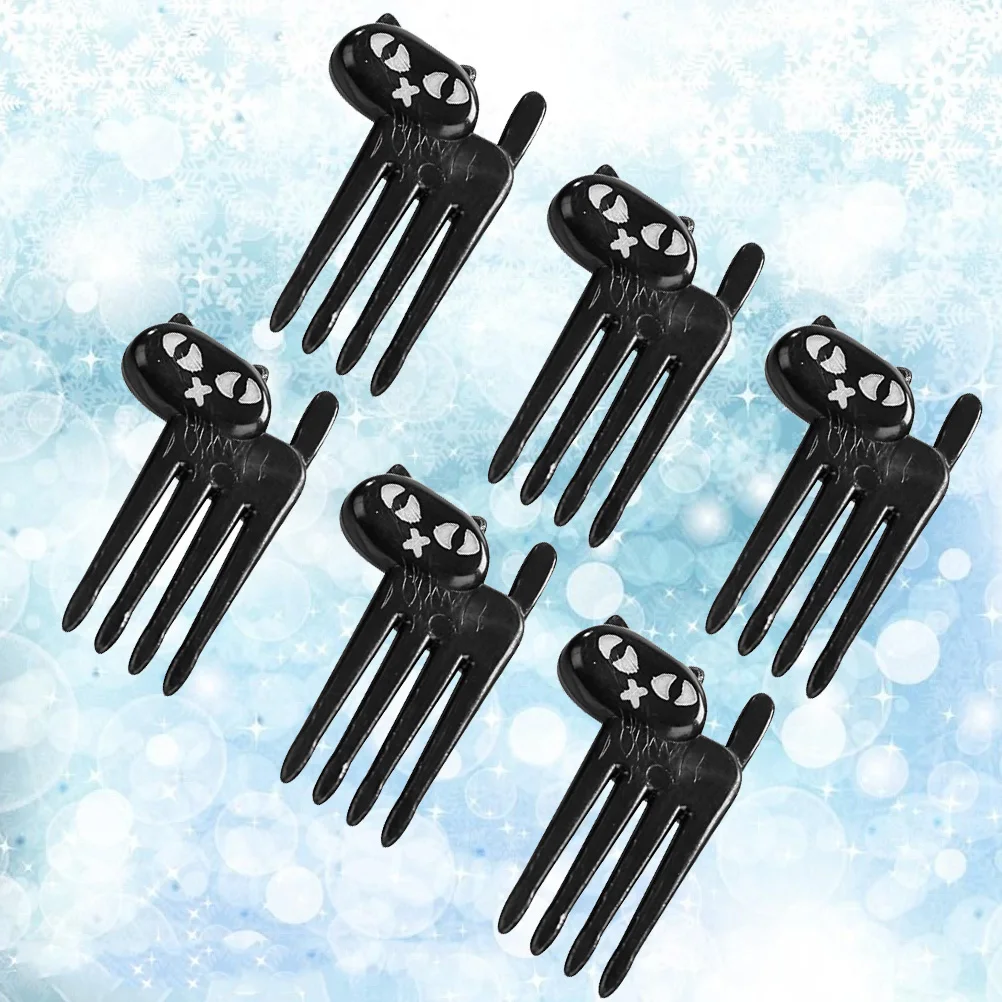 

6pcs Forks Black Cat Design Reusable Bento Picks For Snack Fruit Party Dessert Decoration Pp Material Animal Fruit Fork Cat