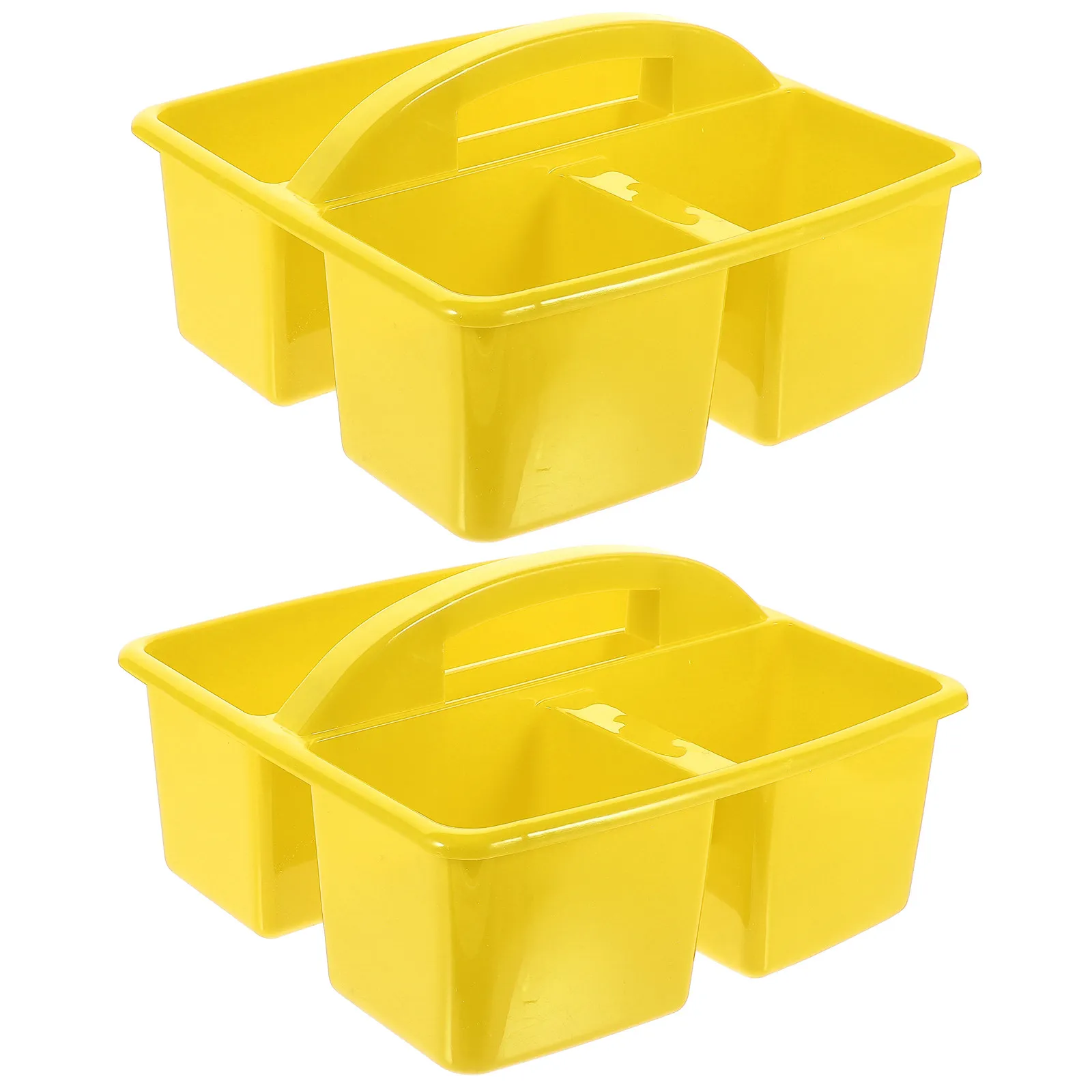 2Pcs Bright Color Plastic Art Supply Organizer Handheld Stationery Storage Holder Painting Tool Container School Desktop