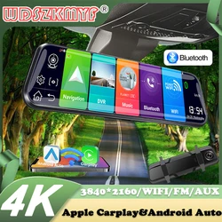 10Inch Dash Cam 4K Car DVR Carplay Android Auto WIFI BT AUX Drive Recorder Dashcam Camera Stream RearView Mirror Car Accessories