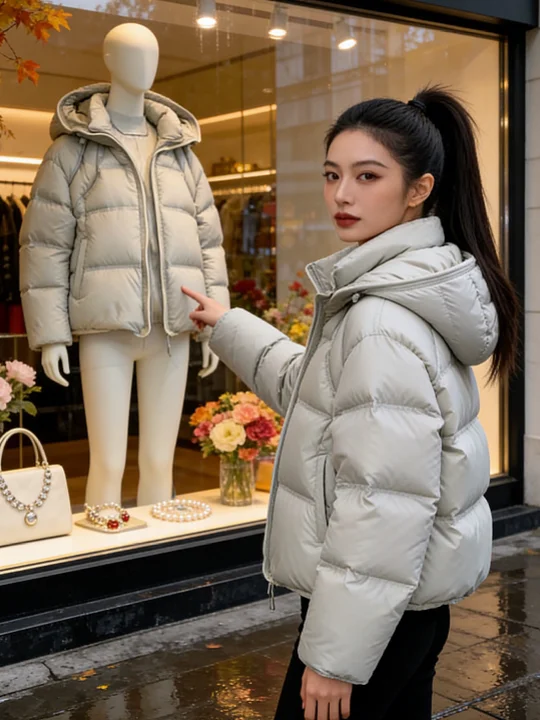 

Очаровательный маленький размер, новинка 2025, корейский Sle Thi, теплая розовая хлопковая куртка, зимняя одежда, овсянка, пальто для женщин