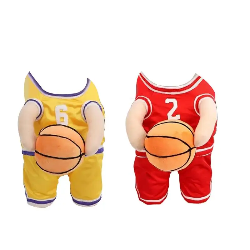 Basketball Player Pet Costume Dog Holding Basketball Clothing With Ball Breathable Halloween Cosplay Sports Clothes Medium Dog