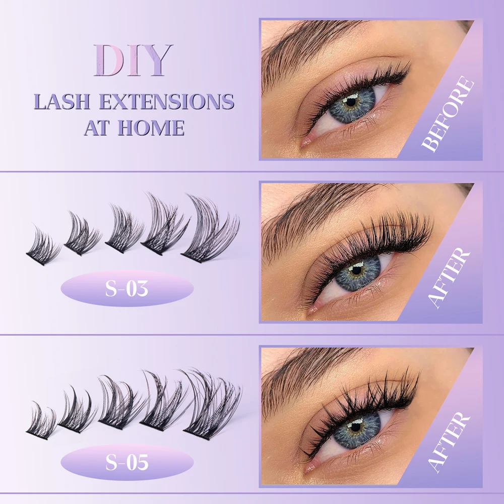 Cillophy Cluster lashes 120 Clusters Lash Clusters Individual Mega Volume Eyelash Clusters DIY Lash Extensions Soft Fluffy