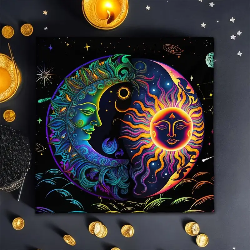 VIKAMA Pentagram Magic Array Tarot Tablecloth Mystical Divination Altar Cloth Ceremonial Table Cushion Background