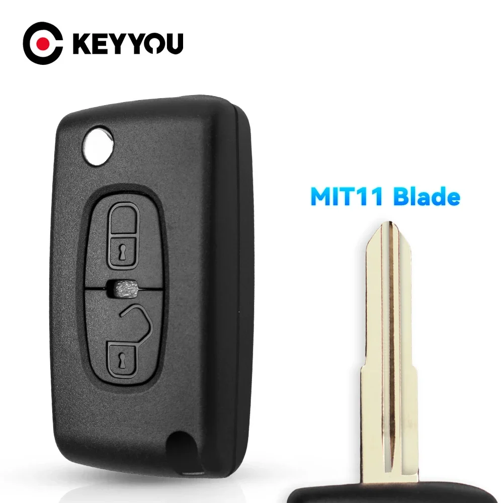 

KEYYOU For Peugeot 4007 ET 4008 Citroen C-Crosser C4 Aircross 2 Button Flip Key Case MIT-11R Blade CE1731