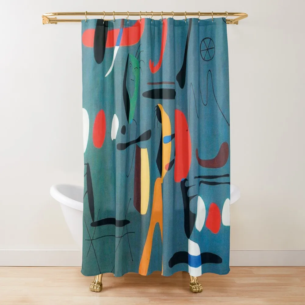 

Painting-Joan Miro Shower Curtain Bathroom For Shower Waterproof Shower And Anti-Mold Bathroom Fabric Elegant Bathroom Curtain