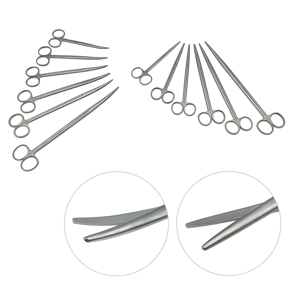 Ciseaux chirurgicaux médicaux en acier inoxydable, pointe émoussée droite et incurvée, ciseaux dentaires, instrument de chirurgie plastique cosmétique