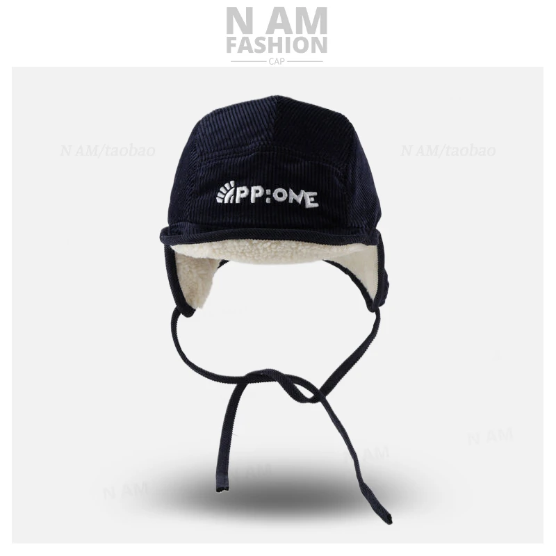Corduroy Warm Ear Protector Lei Feng Hat Men's and Women's Fleece Thickened Autumn and Winter Windproof Versatile Pilot Hat