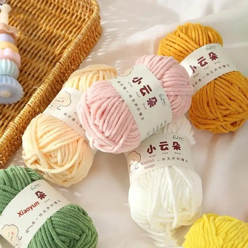 Hot Sale Soft Warm Solid Color Chenille Yarn For Hand Crochet Knitting Amigurumi Baby Blanket Plush Toy Handcraft Supplies view 4