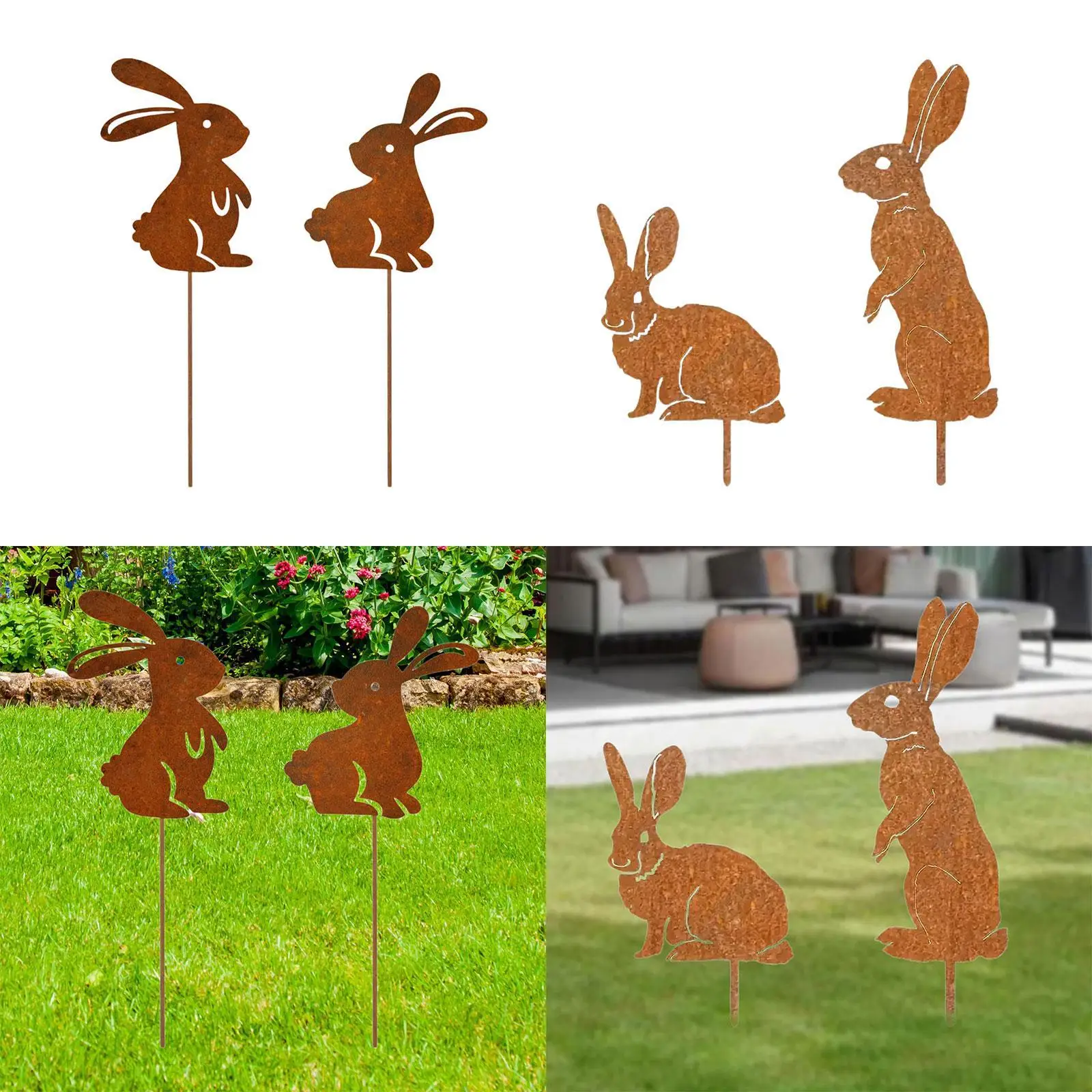 

2pcs/Pcs Easter Rabbit Garden Stake Bunny Decoration Farmer Porch Courtyard Rustic Weatherproof Lawn Decoration Sign