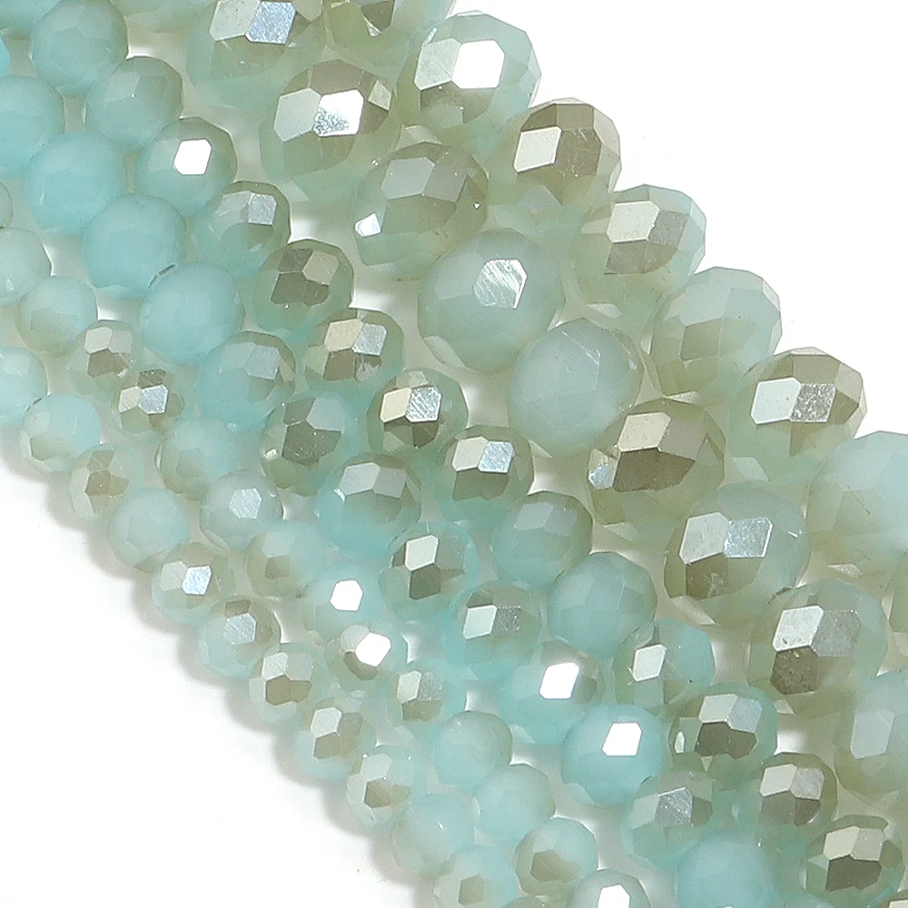 4 6 8 مللي متر الأوجه كريستال Rondelle الخرز ضوء بحيرة الأزرق العنبر الزجاج فضفاض خزر عازل لصنع المجوهرات قلادة أساور يدوية #5