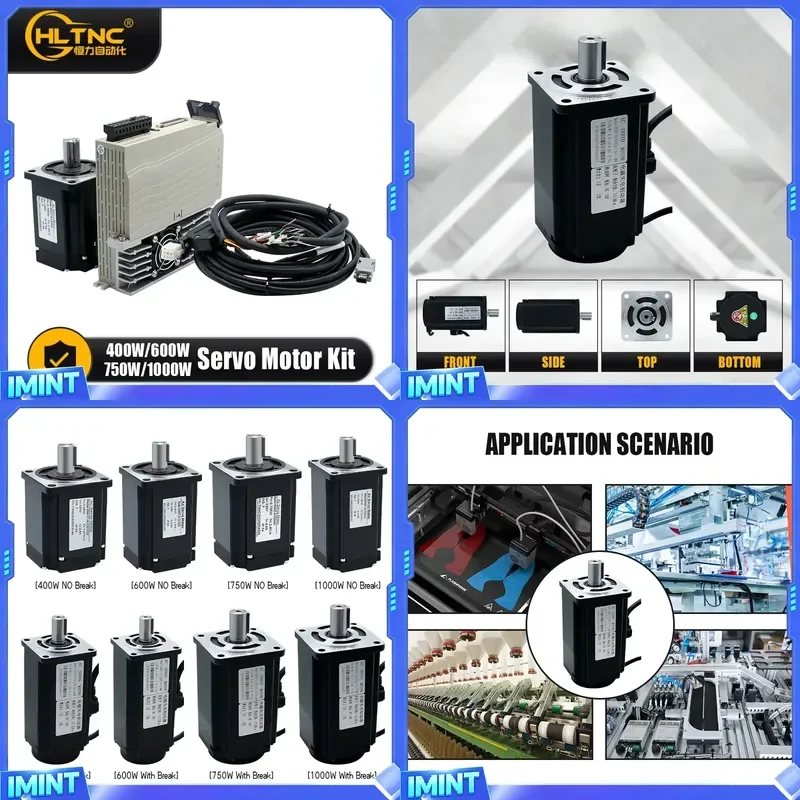 Industrial AC Servo Motor Driver Set Pulse Control High Precision Motion System Kit for CNC Robotics Factory Automation Brake