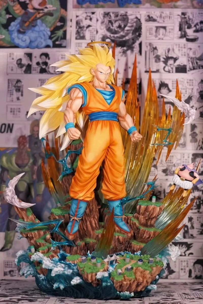 Stock 33cm Dragon Ball Z Figurine Luminous Super Saiyan 3 Figure Son Goku Infinite Initial Super Large Model  Gk Model Pvc Toys