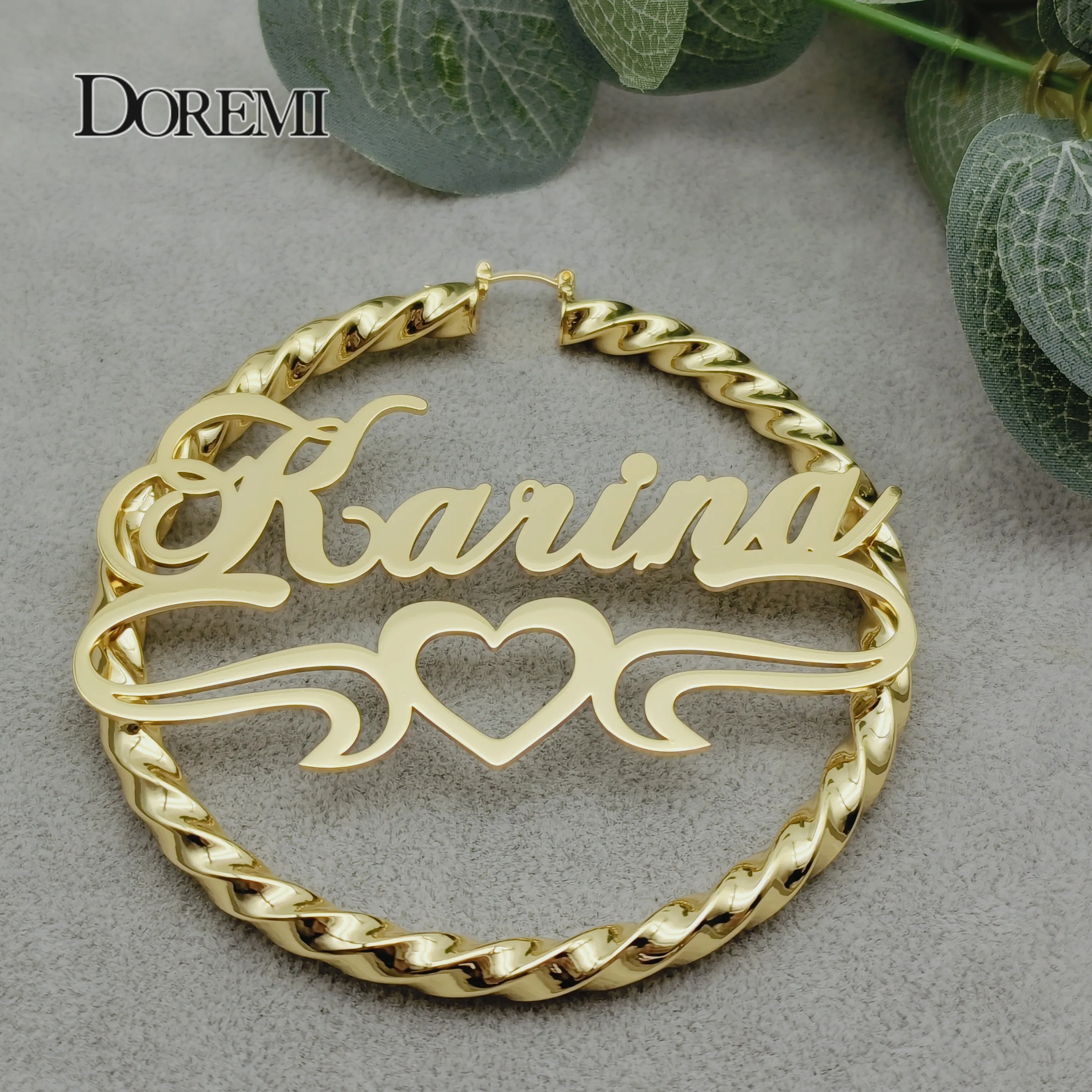 DOREMI 30/50/70/90MM Custom Name Earrings Big Hoops Earrings Stainless Hip Hop Style Earrings Custom Earrings for Women Gift