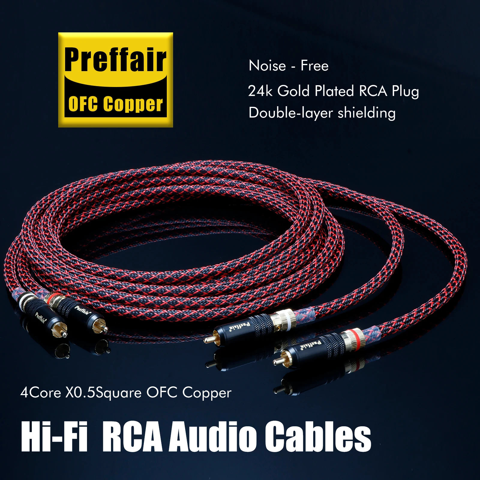 1 쌍 Preffair X401R1730/R1739 하이엔드 OCC 구리 쉴드 RCA 케이블 남성 RCA 오디오 케이블 AMP/DAC/CD/믹서용 연장 코드 와이어