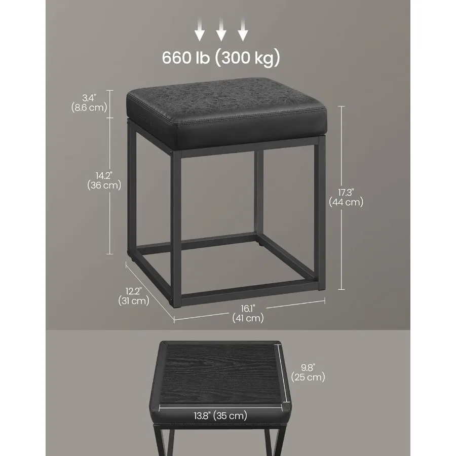 SONGMICS HOME LUIZ Collection - Ottoman สตูลวางเท้าสี่เหลี่ยมผืนผ้า Ottoman Vanity เก้าอี้สตูลที่วางเท้า REVERSIBLE TOP Side Table MAX.