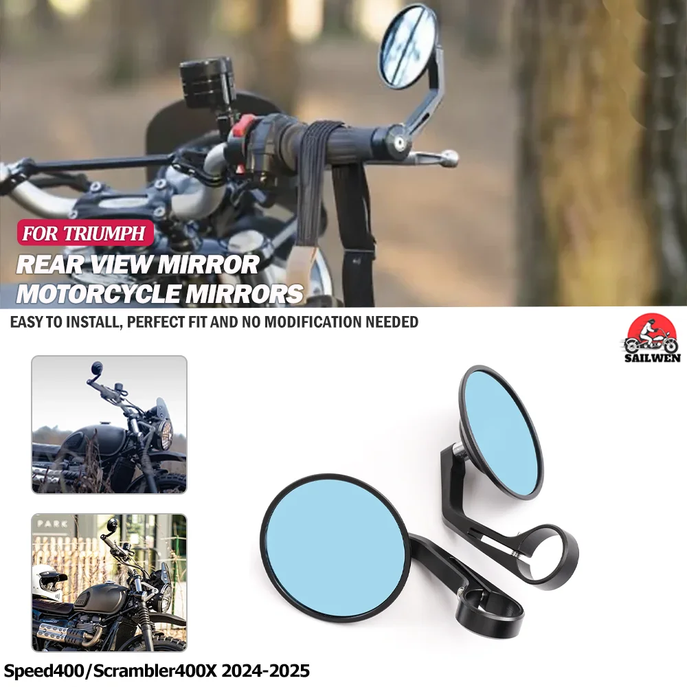 

Motorcycle Handlebar Mirror Retrofit Rear View Mirror For Triumph Speed 400 Scrambler 400 X Scrambler 400X 2024-2025