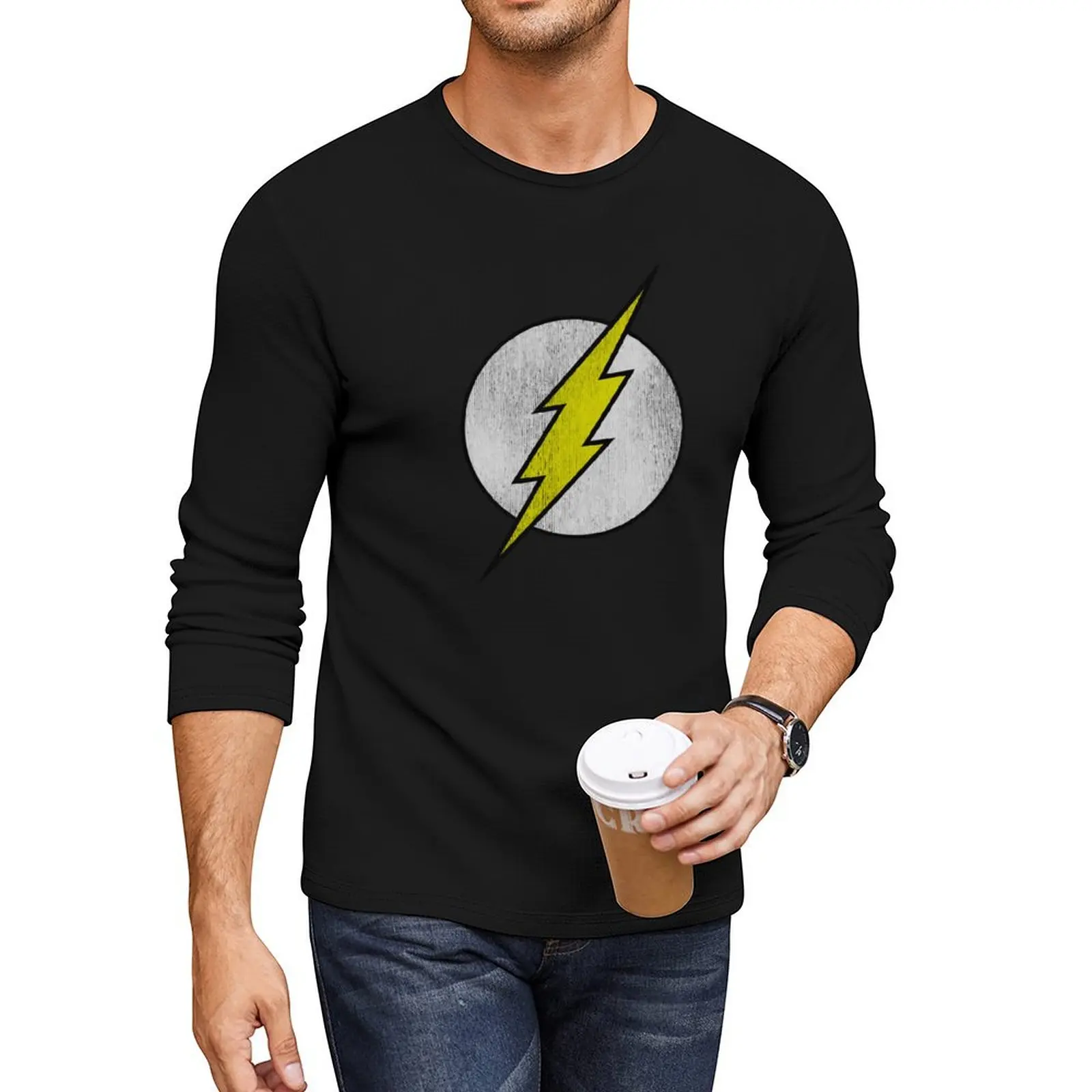 

Flash Distressed Symbol Long T-Shirt tees cute tops mens funny t shirts