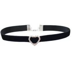 Heart Chokers for Girl Lady Women Bithday Gift Velvet Weaving Sparkling Zircons Black Lace Necklaces Jewelry