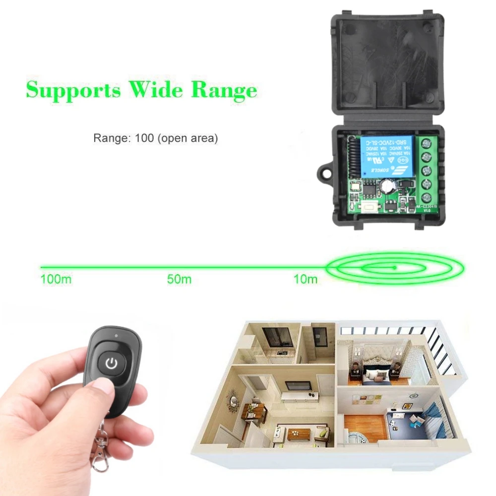 433 Mhz Universal Gate Remote Control Switch DC 12V 10A Relay Receiver Mini Module Remote Controller for Gate LED Garage Door