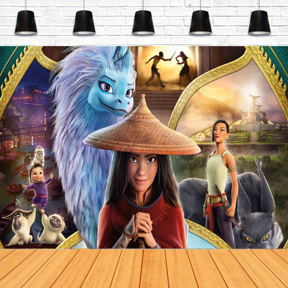 

Photography Backdrop Raya And The Last Dragon Poster For Kids Birthday Party Background BedRoom Decor Can Be Customize Name