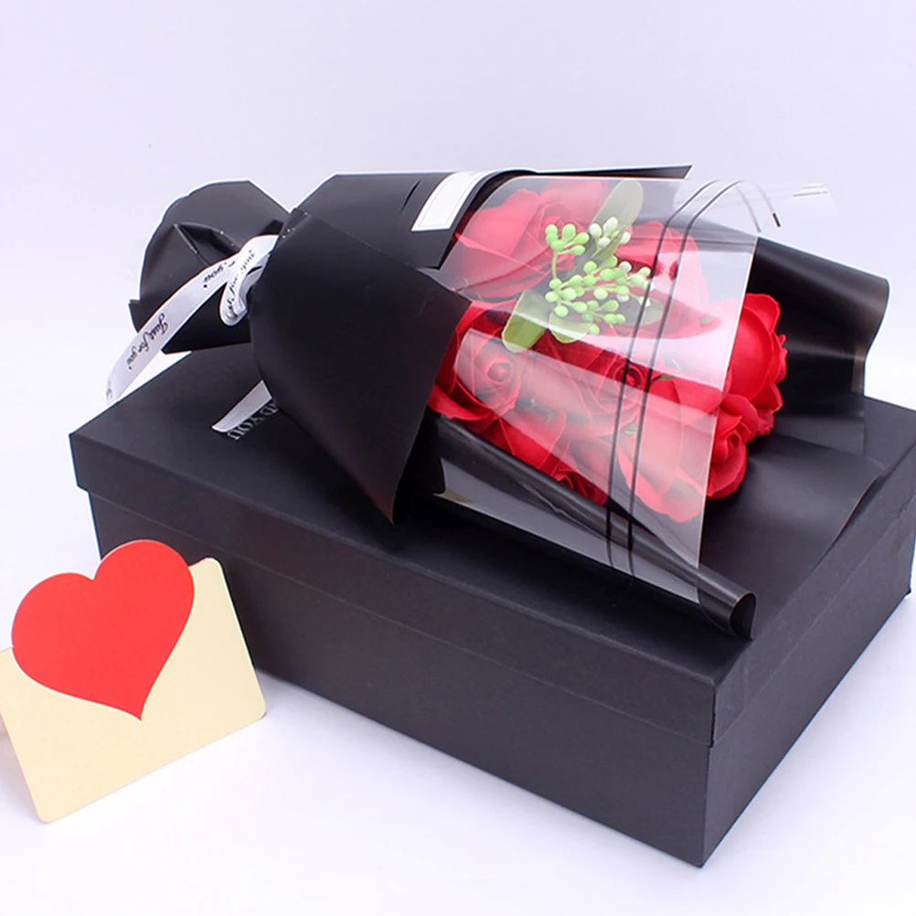 

9pcs Red Artificial Perfume Rose Bath Soap Flower Gift Box Romantic Home Wedding Party Decor Valentine'S Day Anniversary