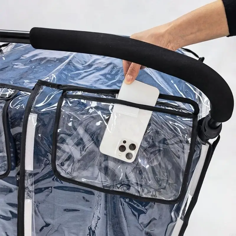 

J2HD Twin Baby Pram Rain Cover Windproof Design Foldable Storage Easy Installation