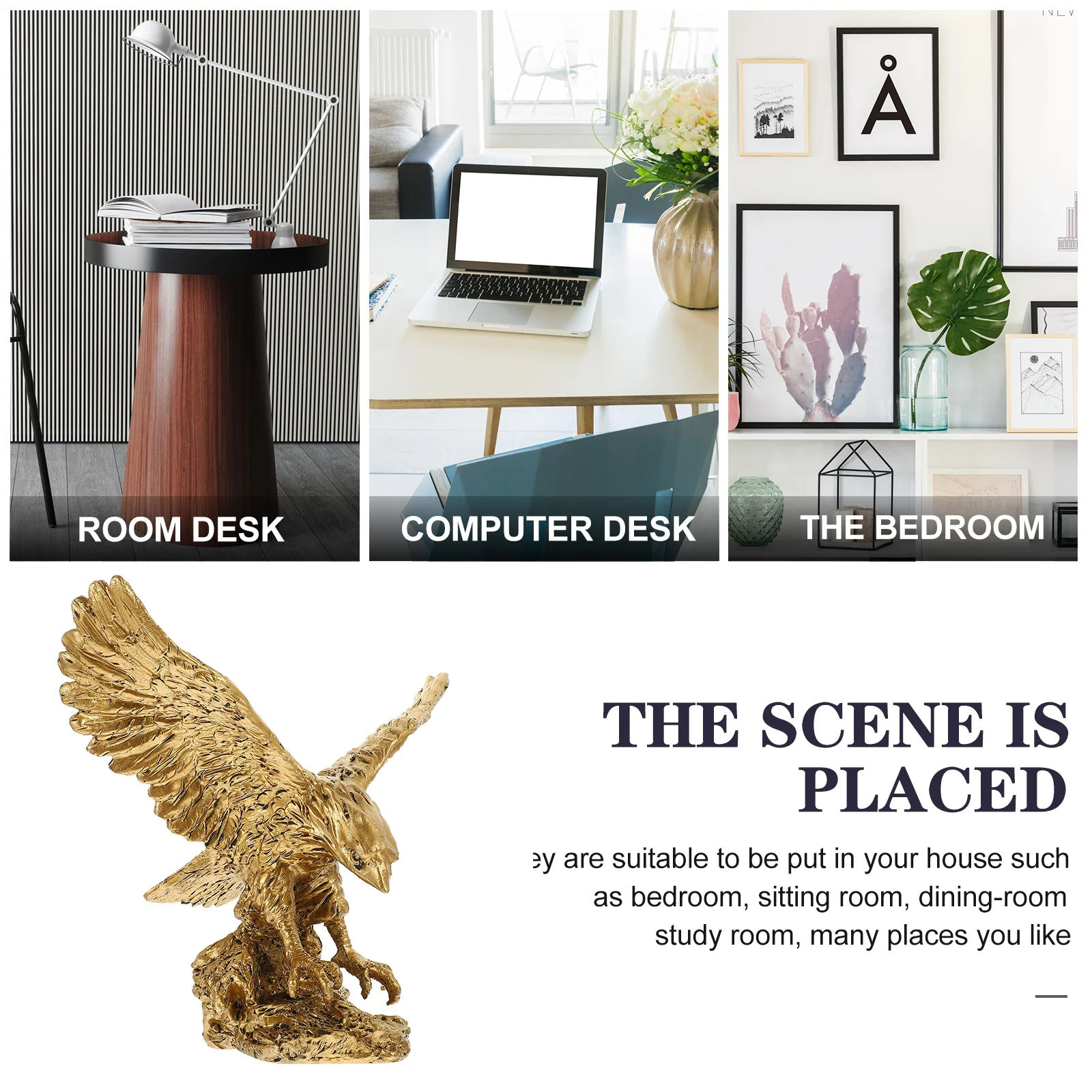 

1pc Resin Eagle Medium Size Home Office Desktop Decoration Symbol Of Resin Animal Figurines Strength Freedom Table Animal