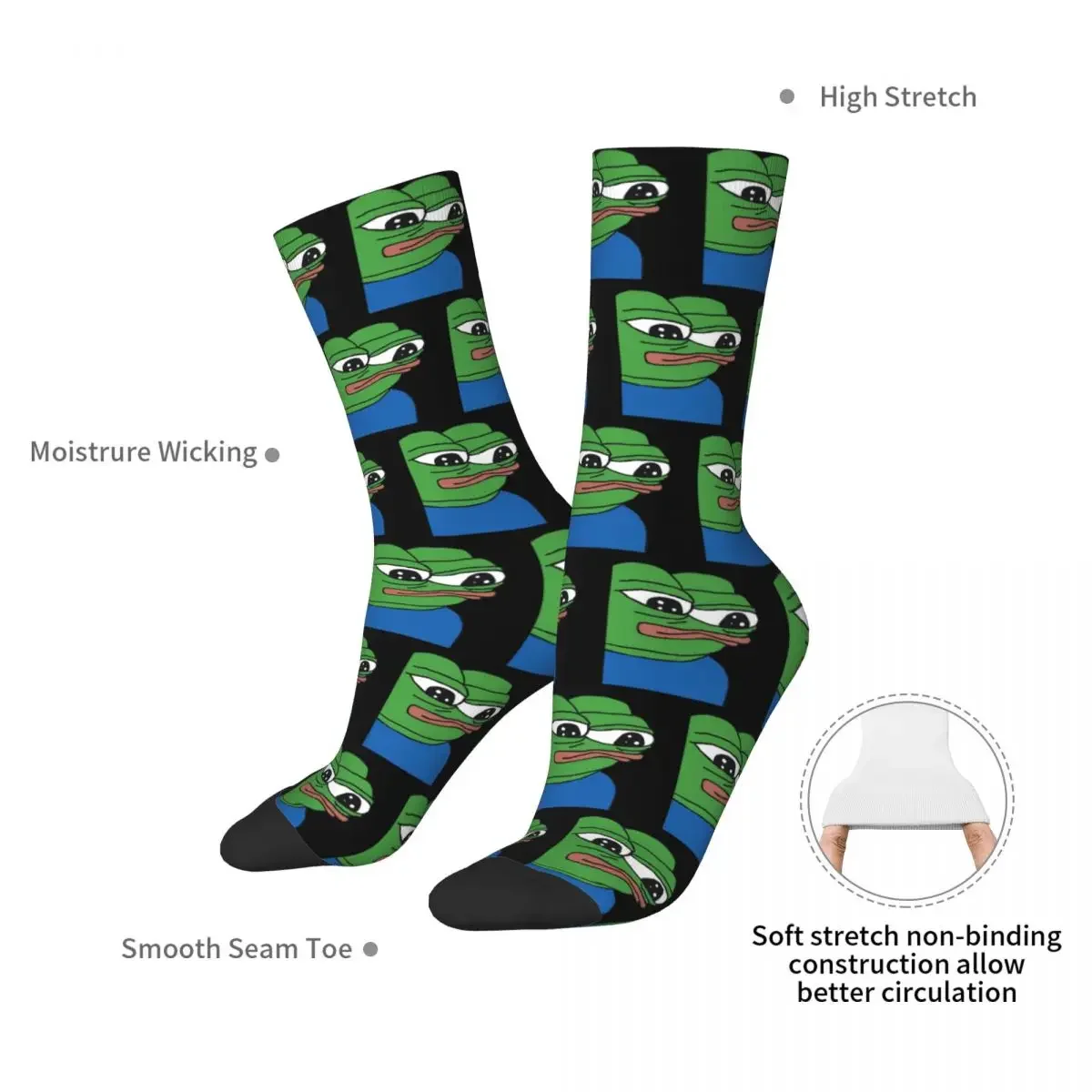 PepeTheFrog-calcetines largos absorbentes de sudor, medias Harajuku para todas las estaciones, accesorios para regalos Unisex