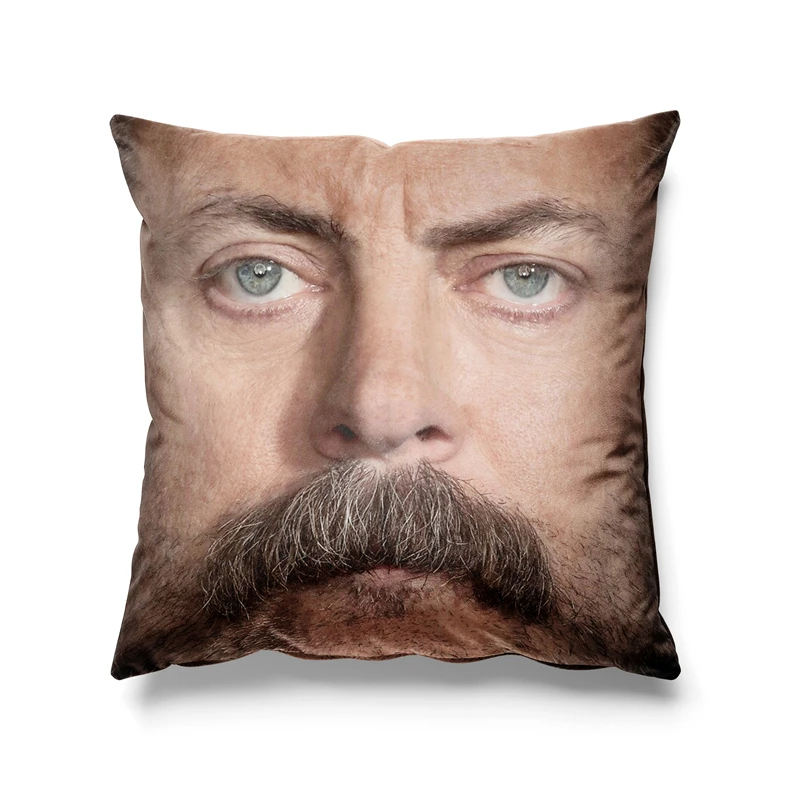 Aertemisi 18'' x 18'' Ron Swanson Nick Offerman Face Square Throw Pillow Cushion Covers Cases Pillowcases 45cm x 45cm