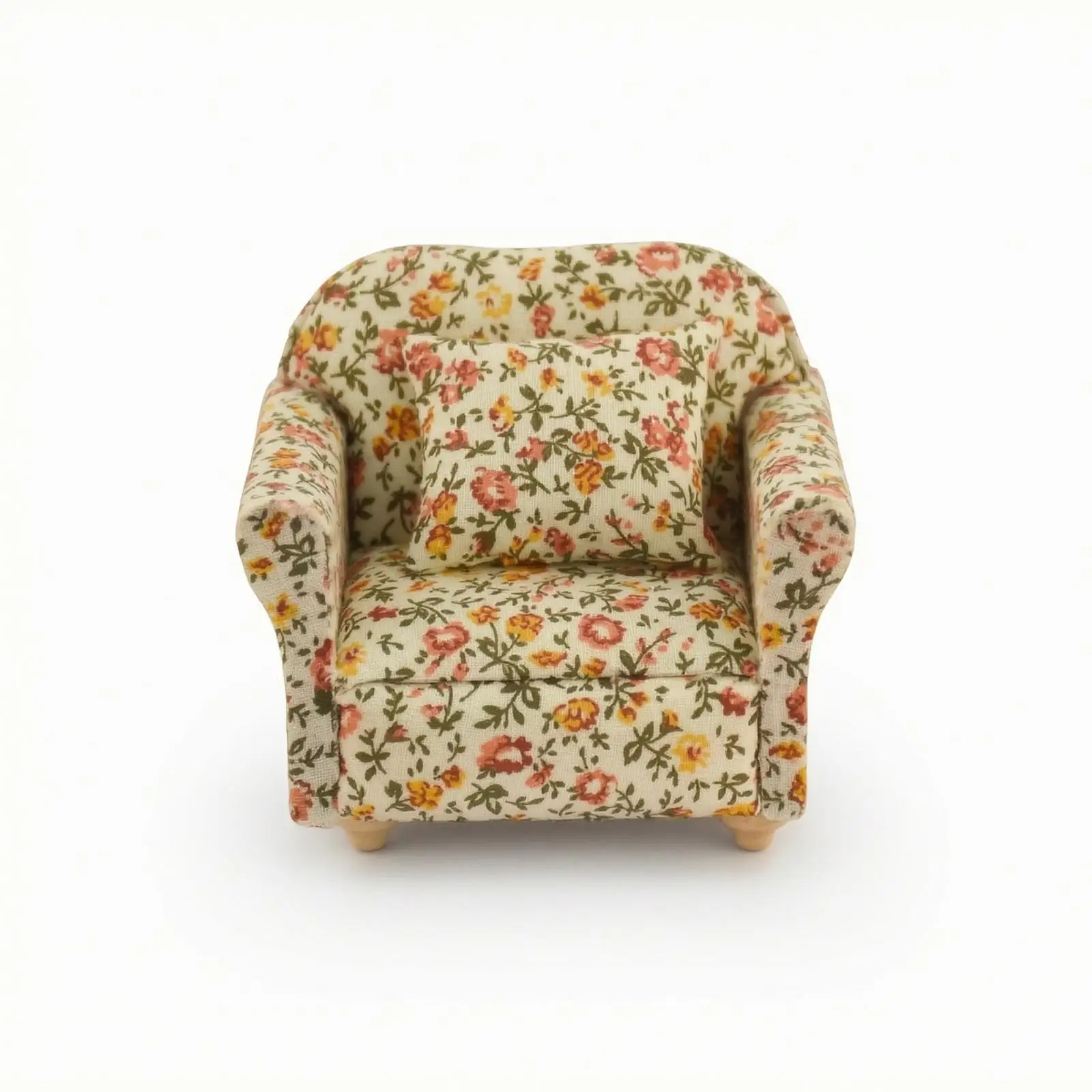 Dollhouse Sofa with Pillows Upholstered Miniature Sofa Fabric for Diorama