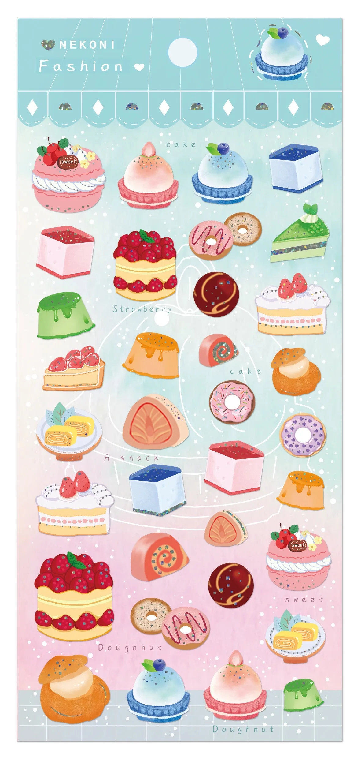 สติกเกอร์น่ารัก Kawaii-cake/มายากล/ทะเล/พื้นที่/ไอศครีม/ความสุขในชีวิตประจำวัน