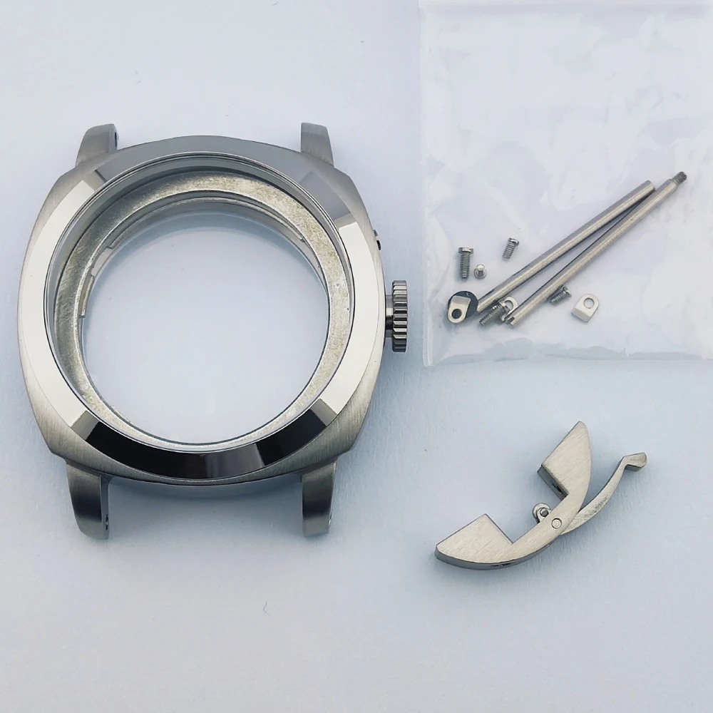 45mm Watch Case st2555 Case Crown Protector Stainless Steel Case Mineral Glass Suitable for st2555 Movement 36mm Dial Watch Part