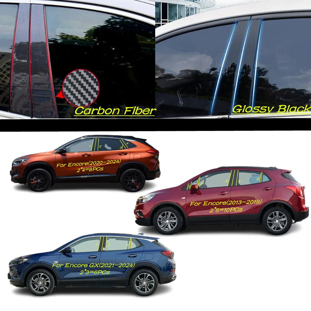 Car PC Material Pillar Post Cover Door Trim Window Molding Sticker Stick Plate For Buick Encore(2013-2024)/Encore GX(2021-2024)