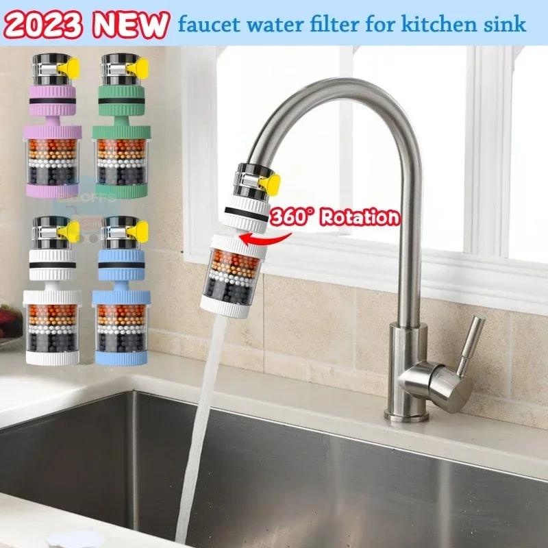 6 Layers Universal Kitchen Faucet Purifier Tap Filter Water Saving Bubbler Activated Carbon Filtration Shower Head Nozzle Filter