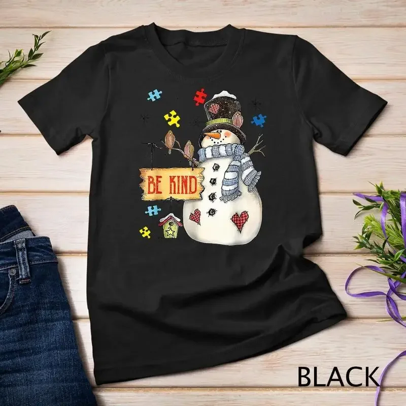 Be Kind Snowman Puzzle Autism Awareness Funny Family Xmas T Shirt Unisex T shirt