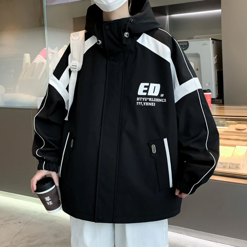 

Мужская осенне-зимняя удлиненная куртка на молнии, ветрозащитная, повседневная, свободного кроя, с капюшоном, для подростков, модная верхняя одежда