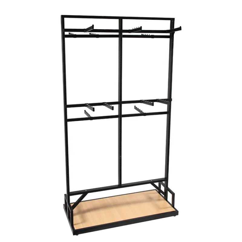custom.Tz-0505 Cloth Shop Fittings Clothes Display Equipment Racking Shelf With Wooden Shelves