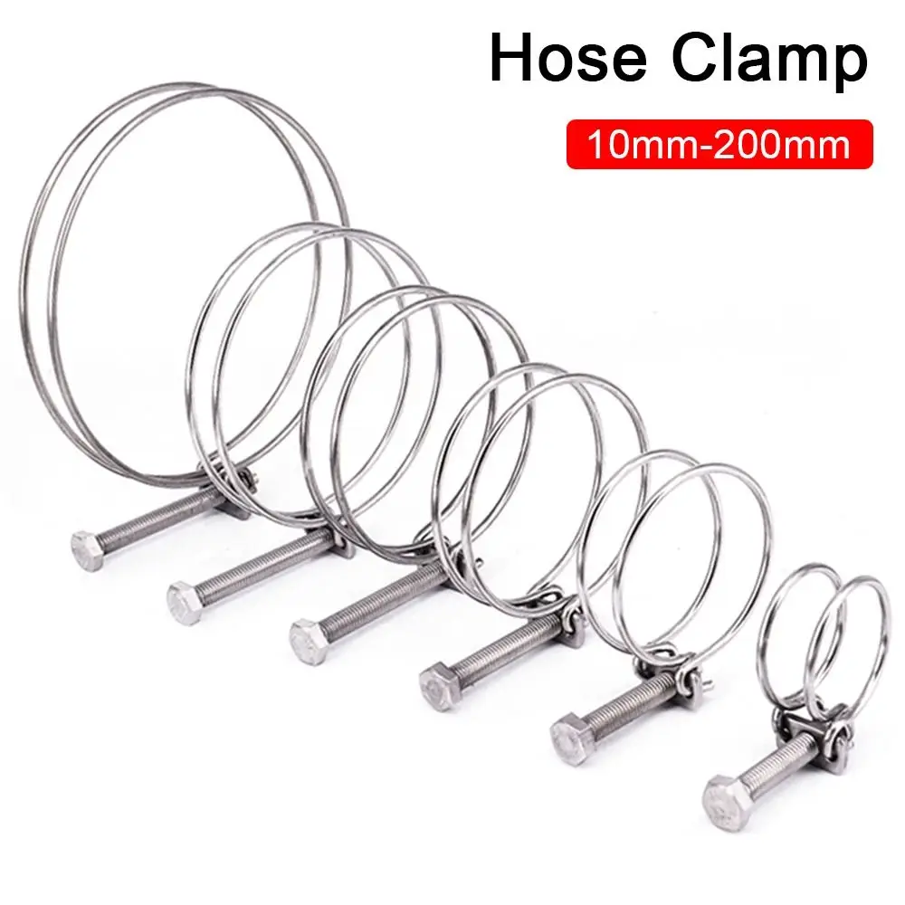 1Pc Throat Hoop Hose Clamp Assortment Kit Fixed Pipe Clip Double Wire 304 Stainless Steel Pipe Hoop