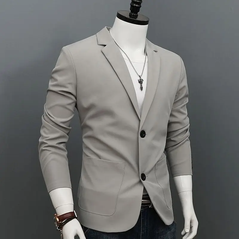 

2023 New Style Stitching Solid Color Mens Party Streetwears Men Slim Suit Stage Designer Slim Single-Breasted Suit Men D09