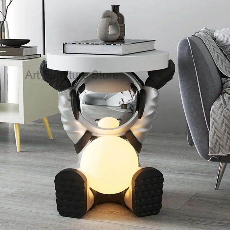 Creative Astronaut Figurine Coffee Tables Designer Modern Cute Irregular Side Table Night Floor Small Table Basse Home Furniture