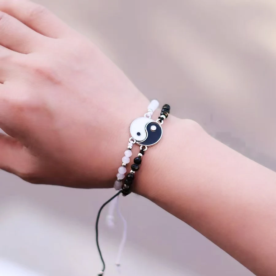 

Unique 2Pcs/Pair Bagua Rope Bracelet Unisex Apparel Accesssories Handmade Adjustable Small Beads Braslet Amulet Couple Pulseira