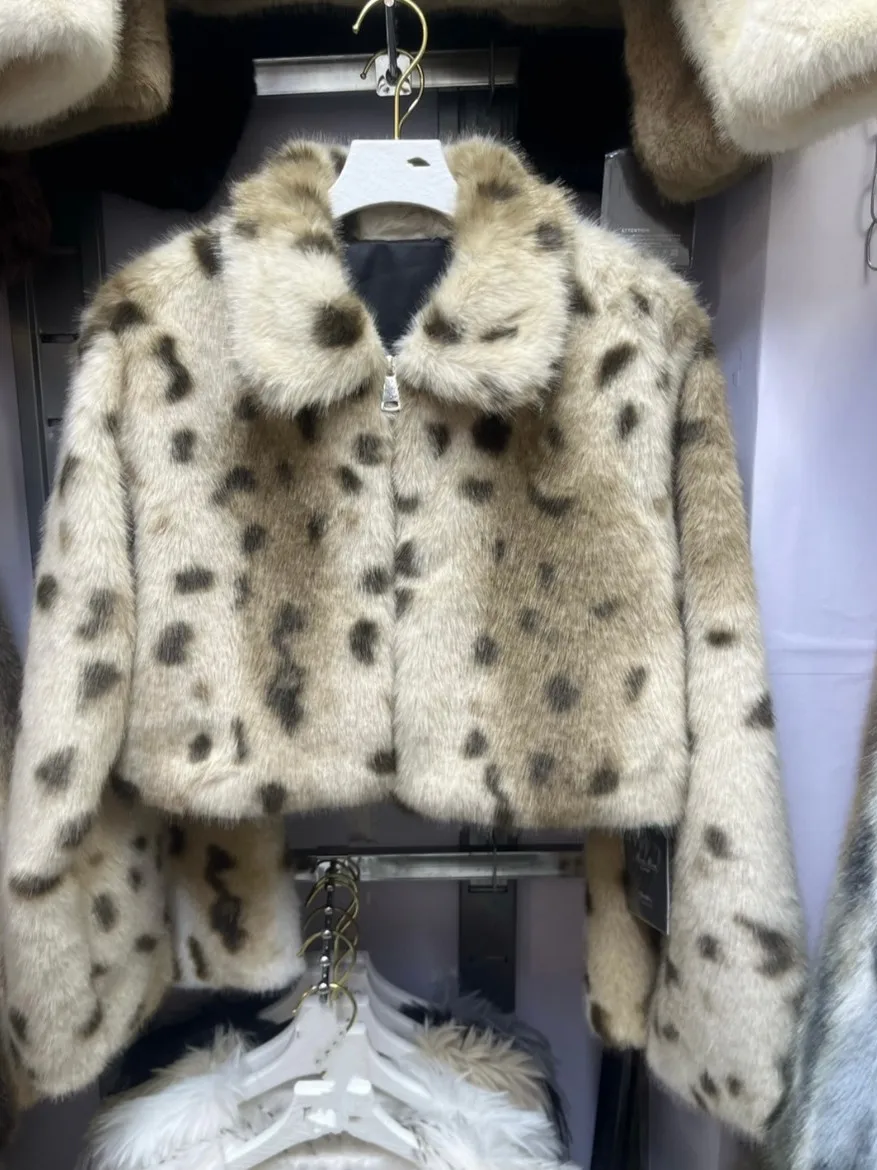 เสื้อคลุมขนสัตว์เทียมลายเสือดาวแฟชั่น สไตล์เกาหลี น้ำหนักเบา หรูหรา อุ่นสบาย ทันสมัย