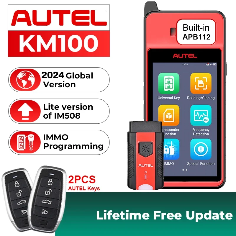 Autel MaxiIM KM100 Key Fob Programmer Immobilizer Tool  Creation IMMO Learning Chip Read Write Cloning Frequency Detection