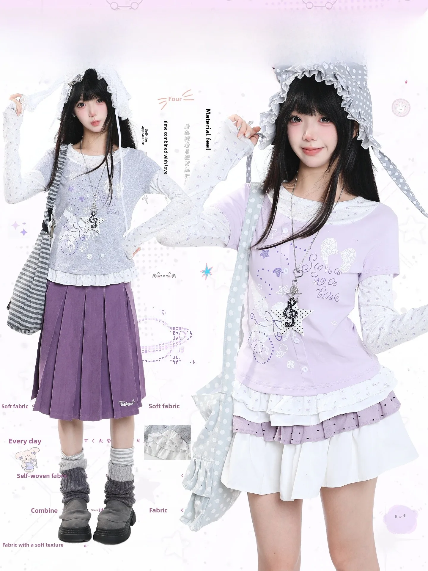 Sweet Style Long Sleeve Printed T-Shirt Women's Slim Fit round Neck Casual Beautiful Top Fashionable Autumn Wear Breathable S...